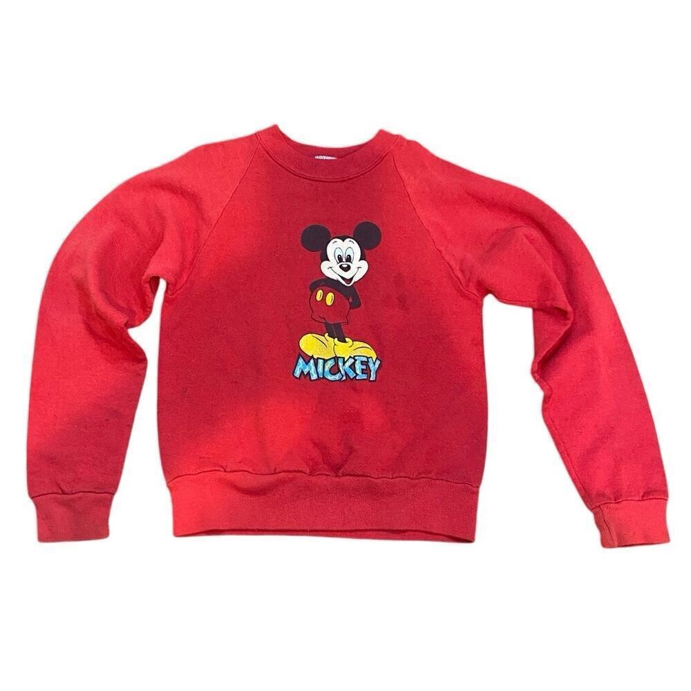 Jerzees Red Kid's Mickey Mouse Disney Crewneck Pullover Sweatshirt Size Medium